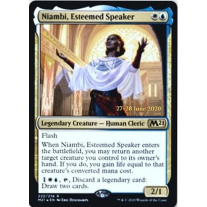Niambi, Esteemed Speaker (Core Set 2021 Prerelease Foil) | Promotional Cards