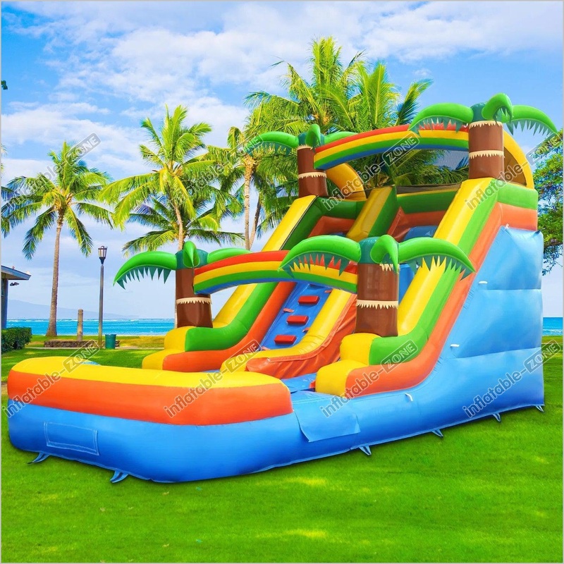 Tropical Inflatable Water Slide Commercial Wet Dry Bouncer Outdoor Blow Up Slide And Pool