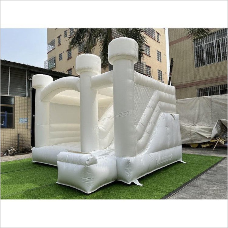 White Wedding Bounce House, Romantic Bouncy Castle With Slide
