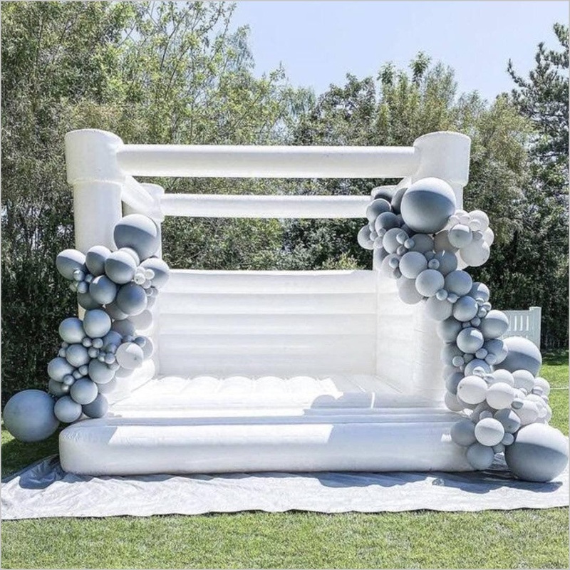 White Wedding Jumpers Inflatable Bouncy Castle All White Bounce House