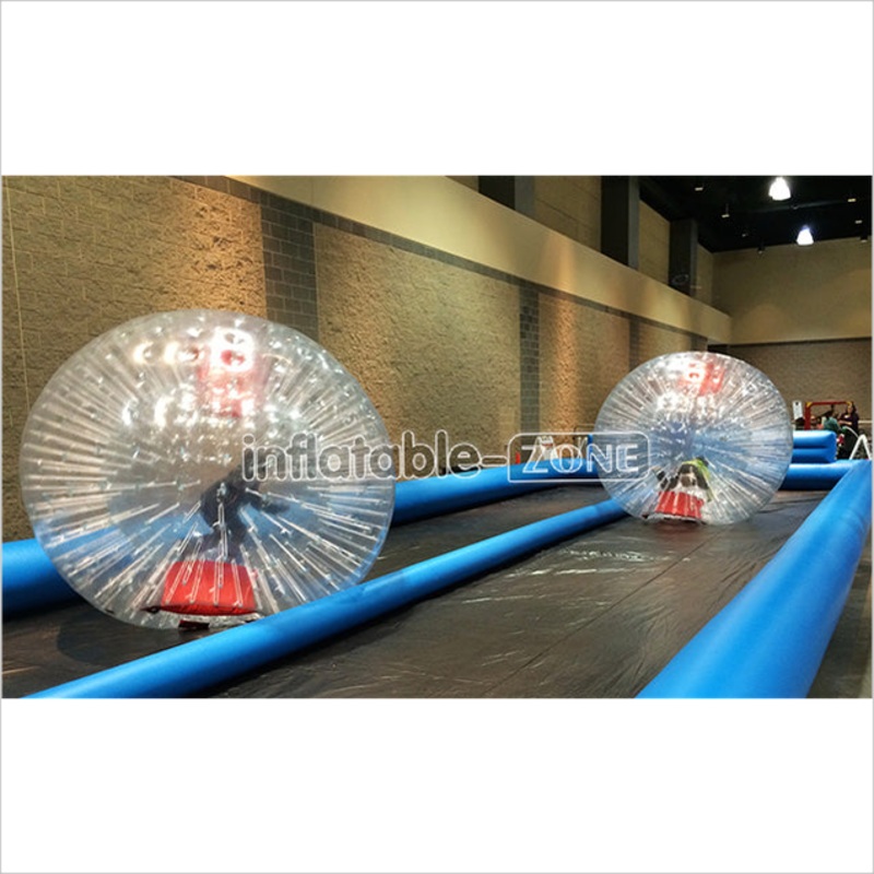 2 Lane Slide Inflatable Race Track Go Kart Track For Zorb Ball