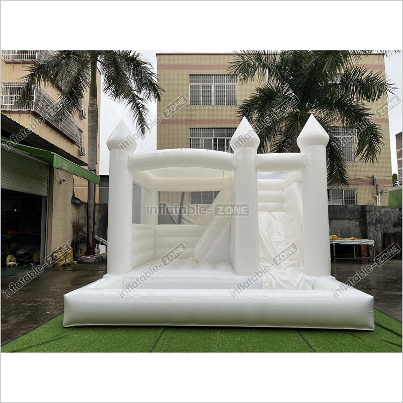3 In 1 Inflatable White Wedding Jumping Castle With Slide And Ball Pit Pool Outdoor