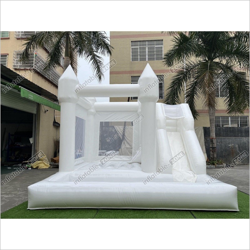 3 In 1 White Bouncy House Jumper With Slide And Ball Pit Pool