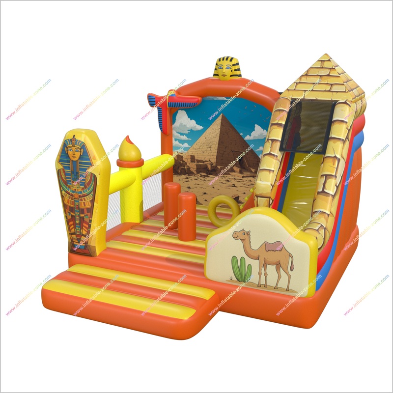 Ancient Egypt Commercial Inflatable Castle Feature Pyramid Jumping House With Slide Combo Bouncers For Rent
