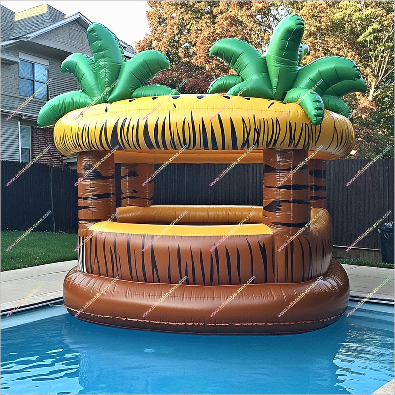 Backyard Camping Party Tiki Floating Bar Inflatable Play Water Floating Tiki Bar For Sale