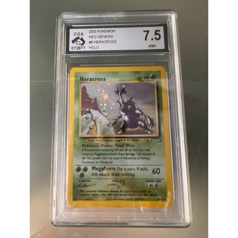 2000 CGA 8 Pokemon Neo Genesis Heracross Holo 6/111 Card NM-MT