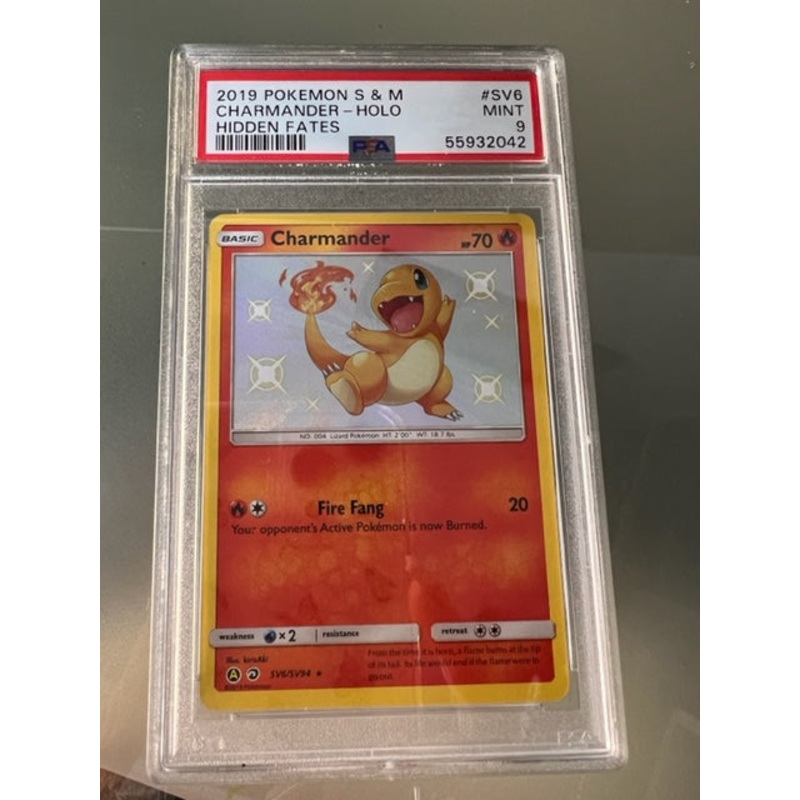 2019 Pokemon S & M SV6/SV94 Charmander Holo Hidden Fates PSA Graded  Mint 9