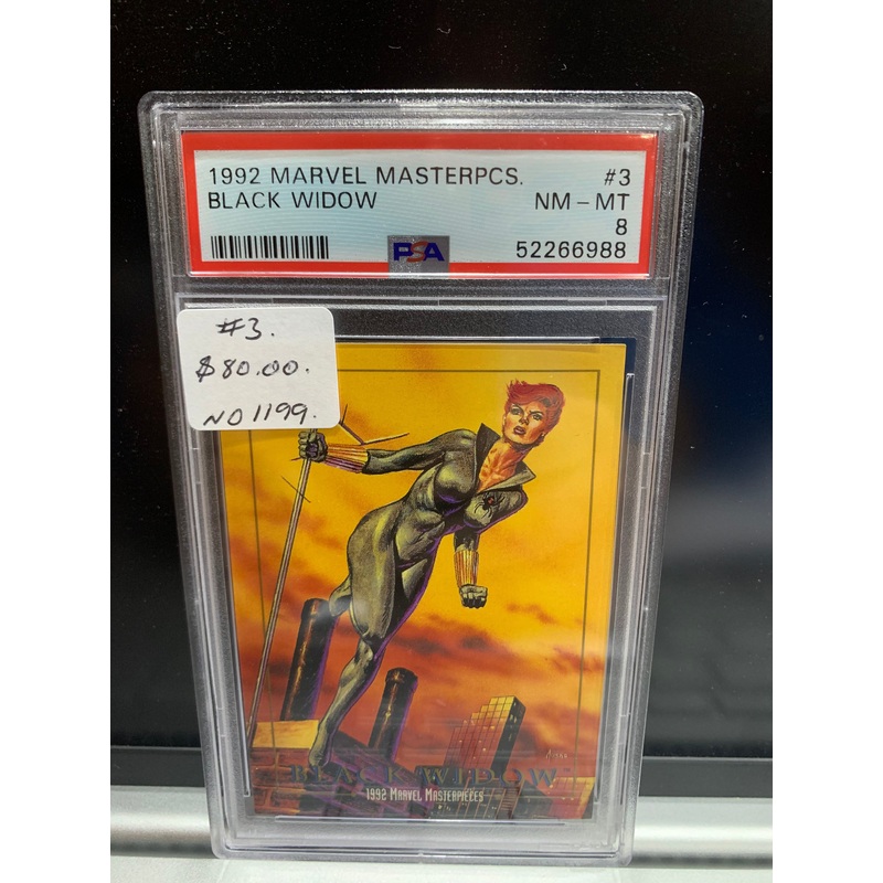 1992 marvel masterpiece graded carded card 8 black widow number 3