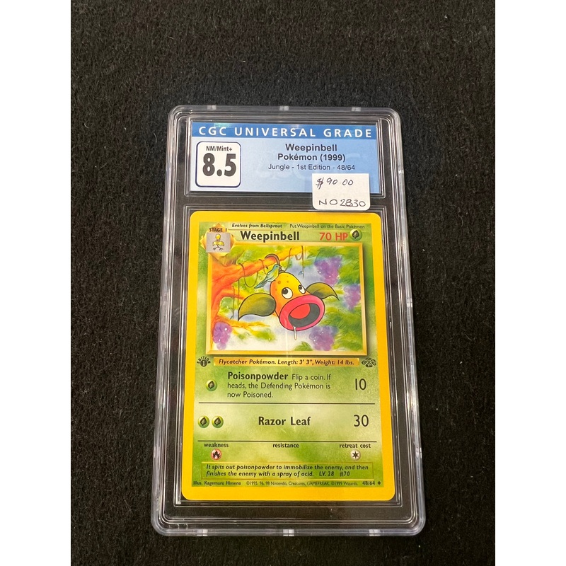 1st Edition Weepinbell 48/64 Jungle Set Pokemon Card NM/Mint+ 8.5