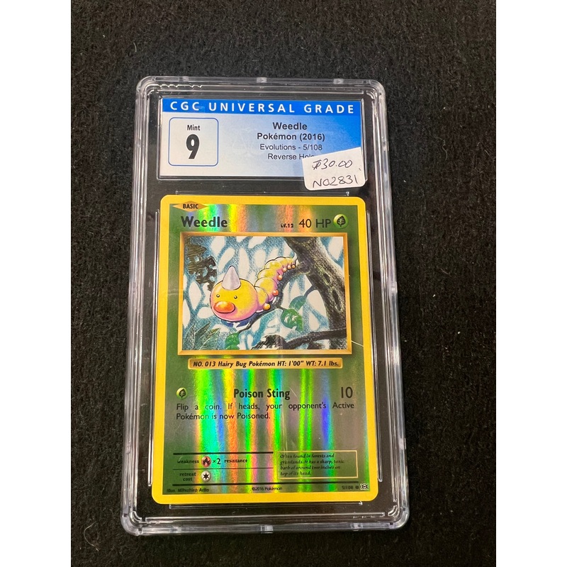 Weedle Reverse Holo 5/108 – XY Evolutions Pokemon Card 2016 CGC 9 MINT