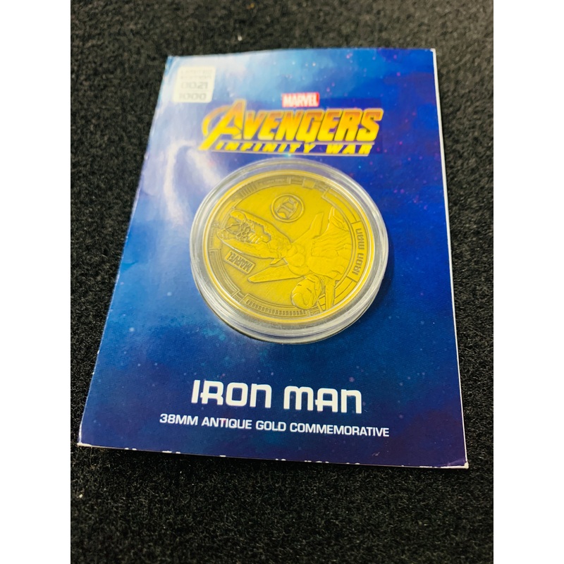 Avengers infinity war iron man 38 mm antique gold commemorative