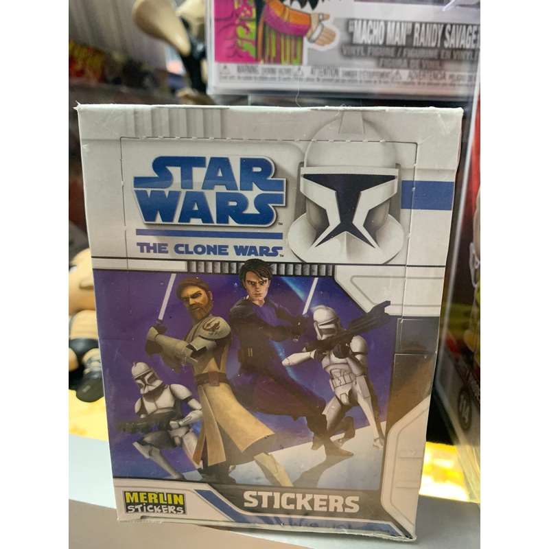 Star Wars the clone wars Merlin sticker sealed box 50 packets