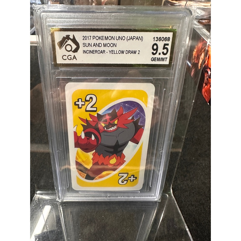 2017 Pokemon Uno (Japan Sun & Moon Incineroar Yellow Draw 2 9.5GEM/MT