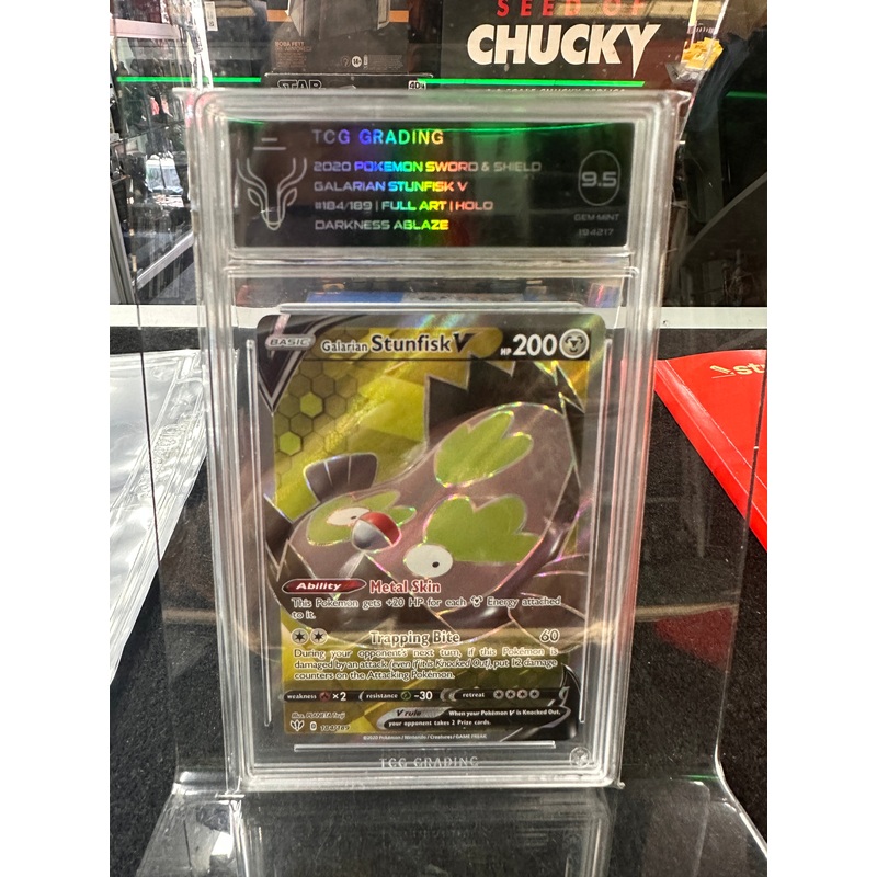 2020 Pokmon Stunfisk Full Art V 184/189 Darkness Ablaze Holo TCG 9.5 GEM/MNT