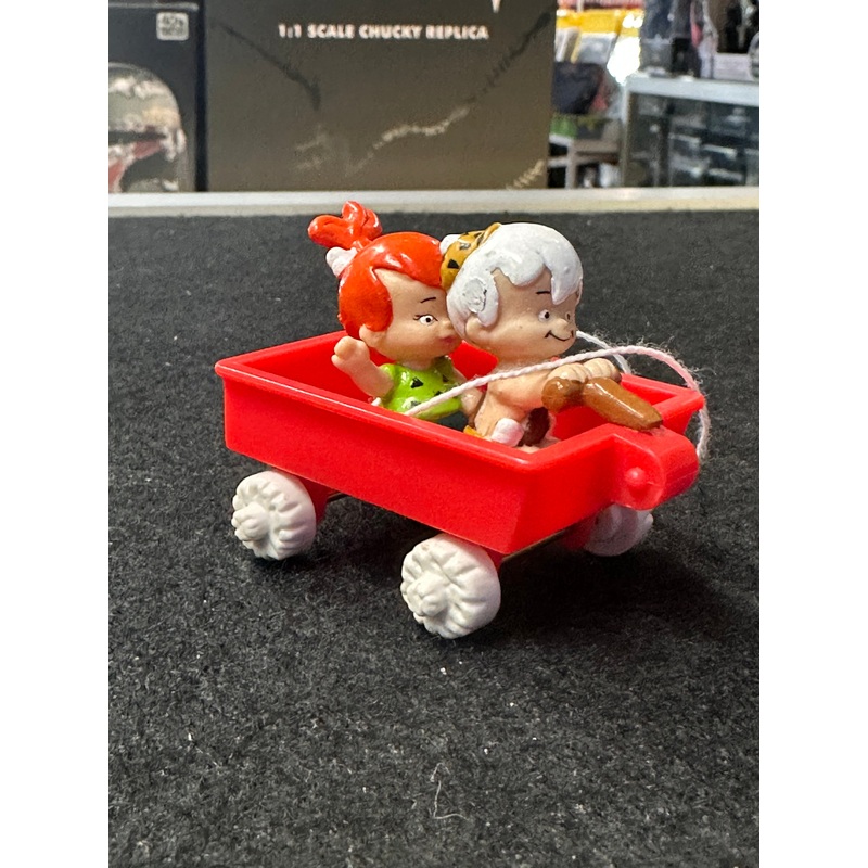 Bam Bam and Pebbles in Cart Vintage Toy