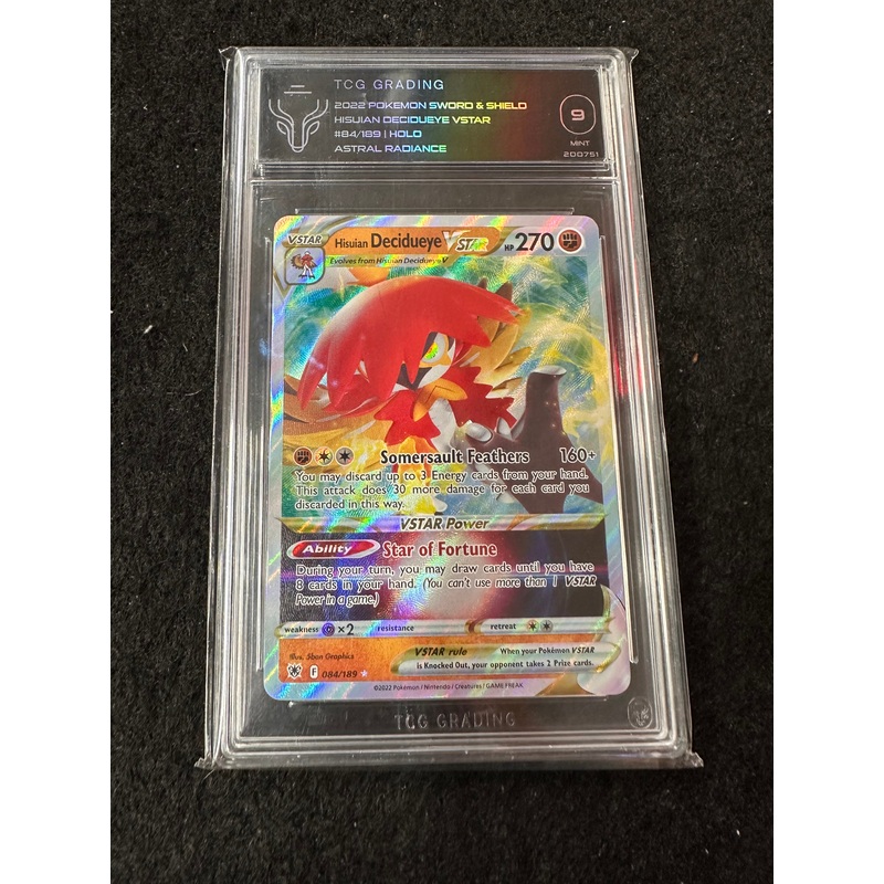 2022 POKEMON SWORD & SHIELD HISUIAN DECIDUEYE VSTAR HOLO TCG 9 MINT