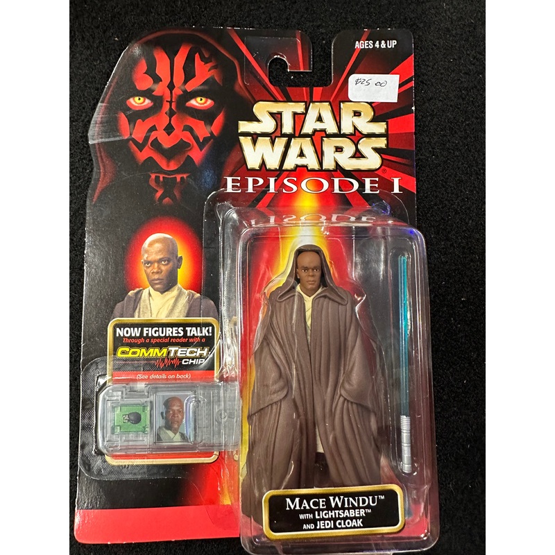 STAR WARS EPISODE 1 MACE WINDU WITH LIGHTSABER AND JEDI CLOAK (COMMTECH CHIP)