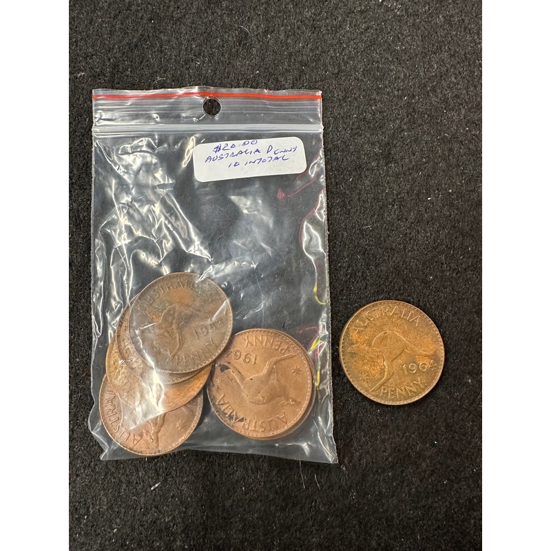 1964 AUSTRLIAN PENNIES X 10