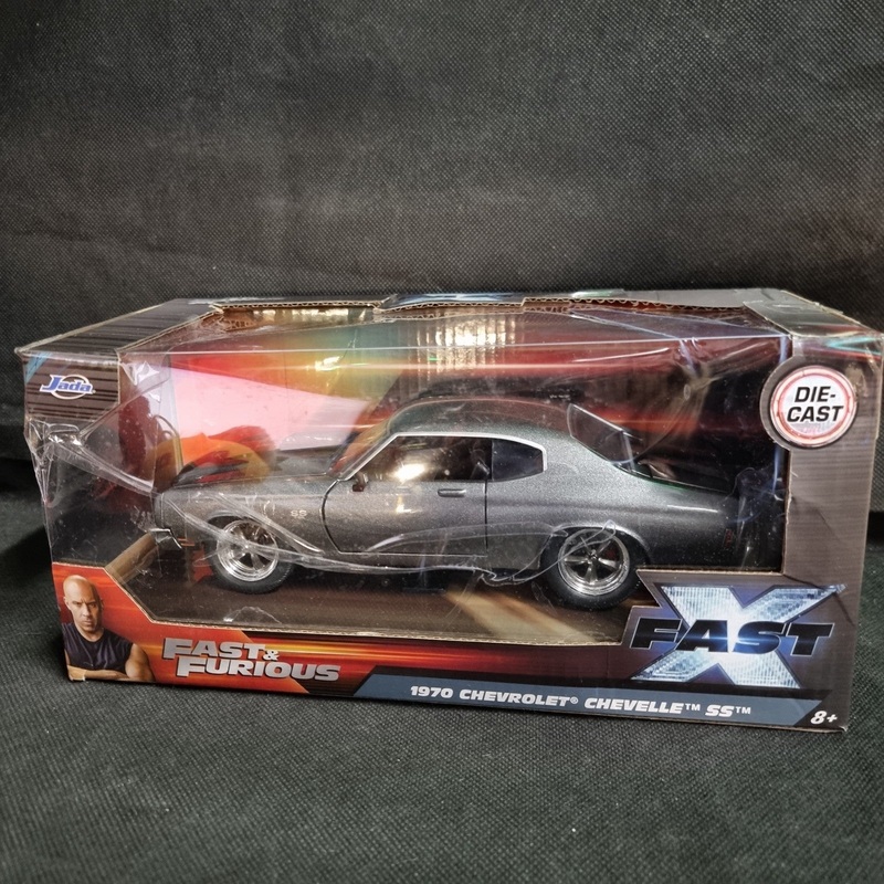1970 CHEVROLET CHEVELLE SS GRAY FAST & FURIOUS 1/24 DIECAST CAR  (Damaged Box