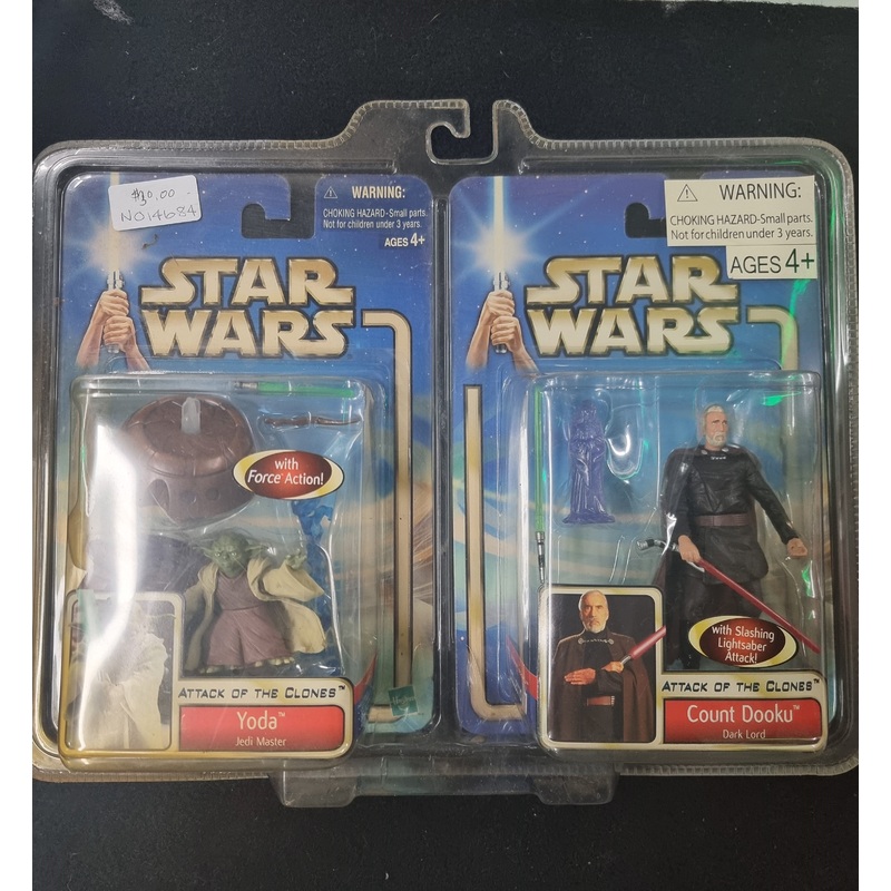 STAR WARS ATTACK OF THE CLONES YODA AND COUNT DOOKU ACTION FIGURE SET