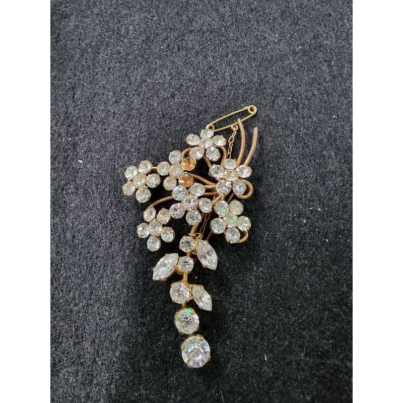 VINTAGE French Brooch with Rhinestones –  Bunch of flowers