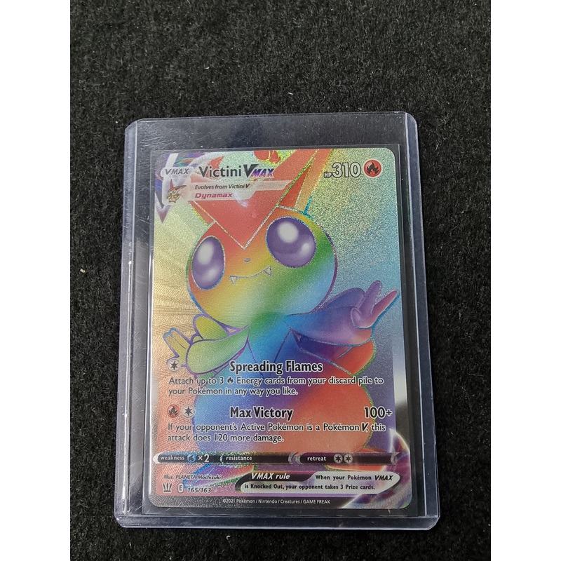 Victini Vmax 165/163 Battle Styles NM Full Art Secret Rainbow Rare Pokemon Card