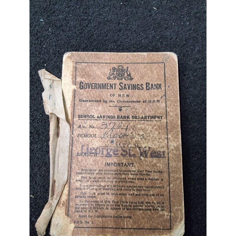 1929 Government Savings Bank  Book Of NSW