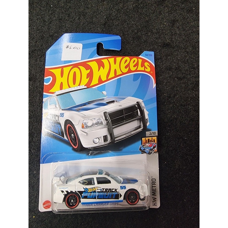 White Dodge Charger Drift Hot Wheels HW Metro 2/10 Diecast Car 121123AST4