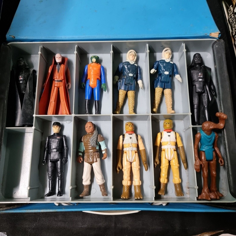 1977 Star Wars Mini-Action Figures Collectors Case Grey Tray + Figures Kenner