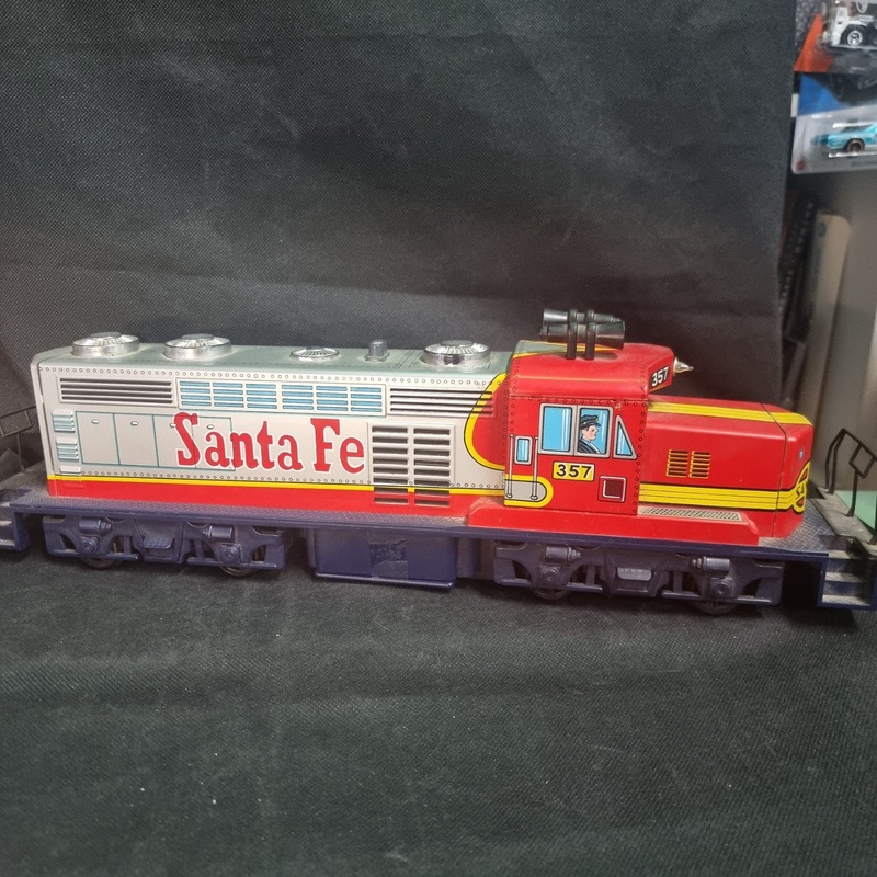 Vintage Tin Santa Fe Diesel Locomotive Train #357  MT Modern Toys Masudaya Japan