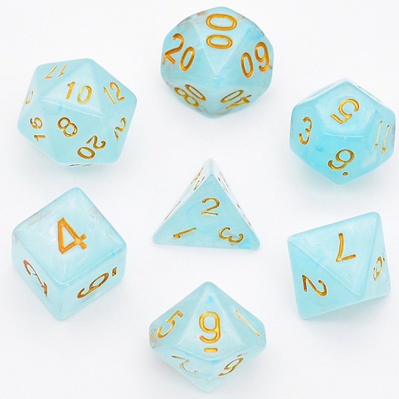 Aquamarine Quartz TTRPG/DND DICE SET