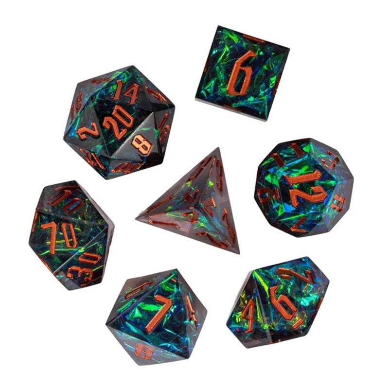 Viridian Forest Sharp Edge Dungeons & Dragons DnD Dice Set | DnD Dice Set for Dungeons and Dragons Tabletop Role Playing Games