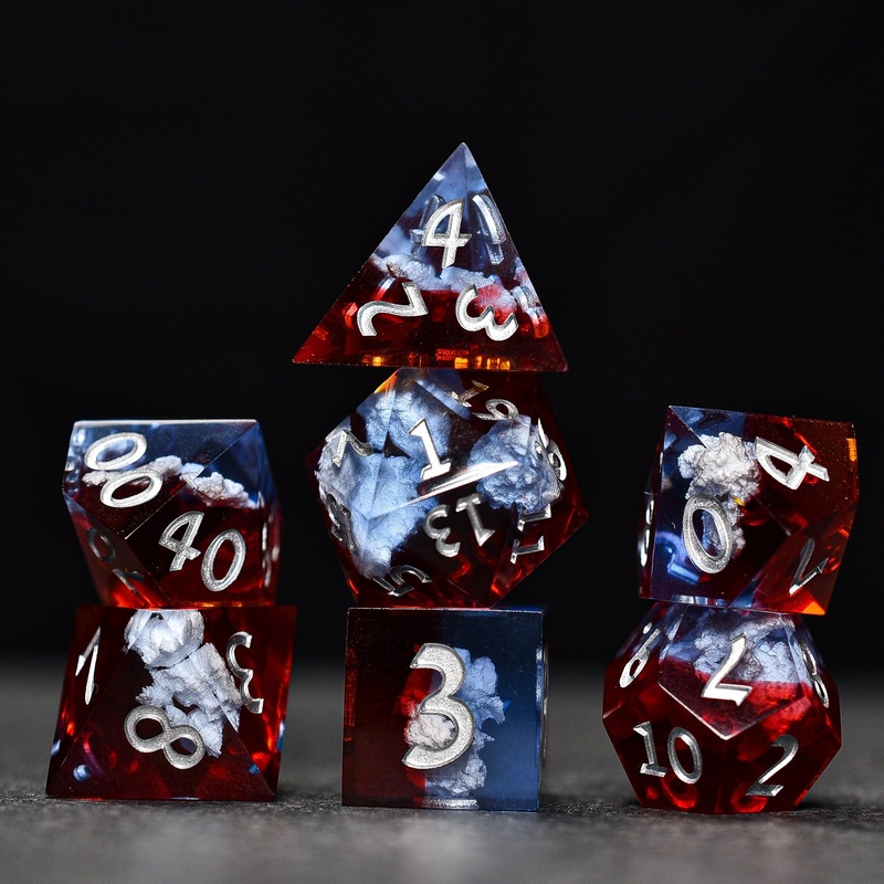 Volcanic Ash Sharp Edge DND/TTRPG Dice set