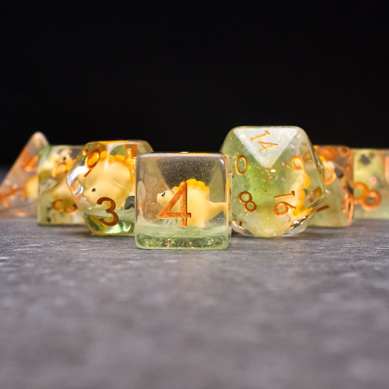 Yellow Dinosaur DND/TTRPG Dice set