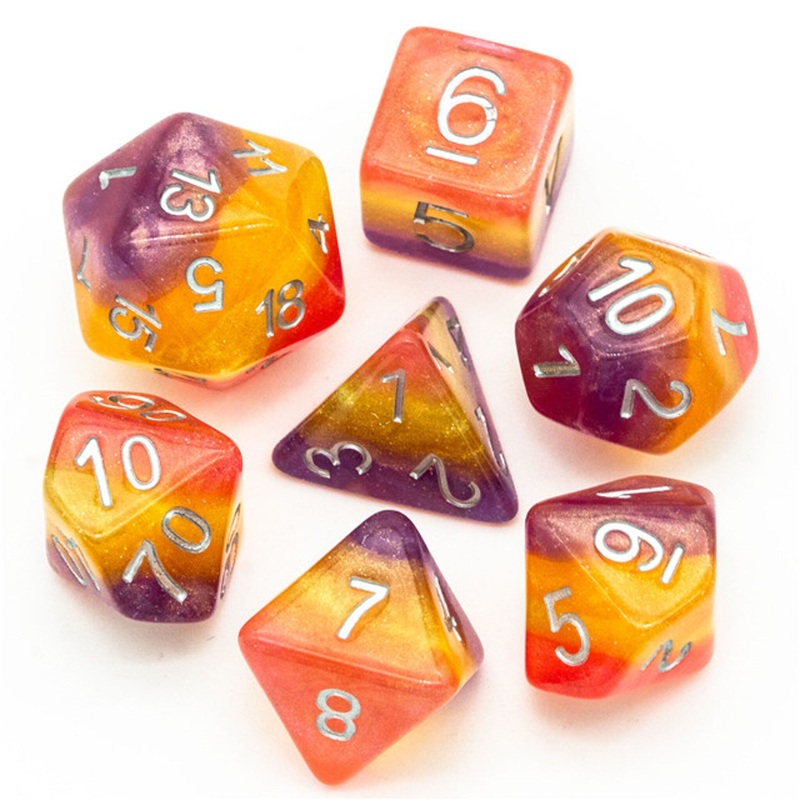 Yellow, Orange & Purple DND/TTRPG Dice set